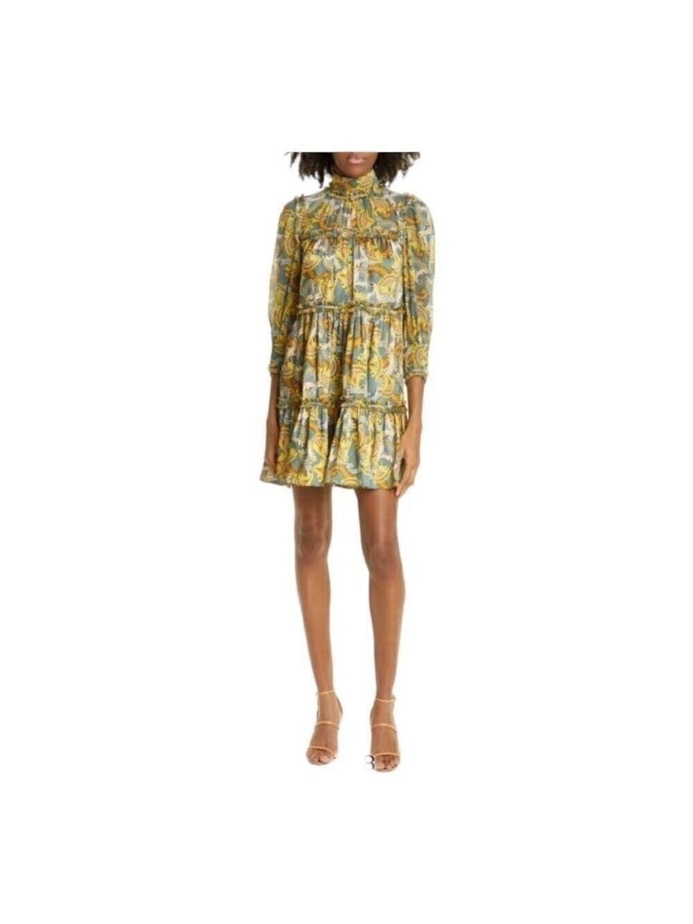 Cinq a Sept Brady Paisley Ruffle Tiered Babydoll Dress Size 6 - Picture 5 of 16